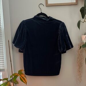 Free People Navy Velvet Women's Blouse